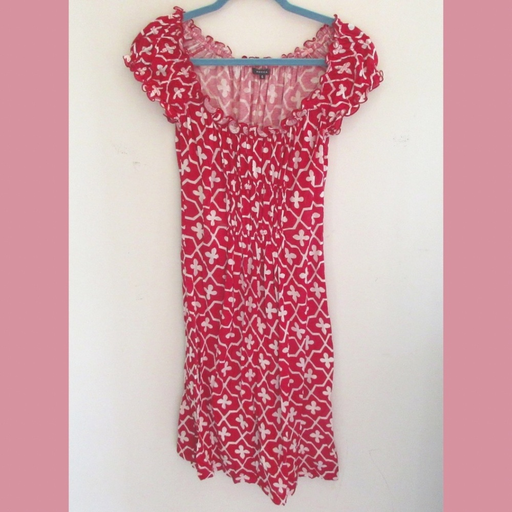 Tocca red patterned sun dress; size 6; cotton
